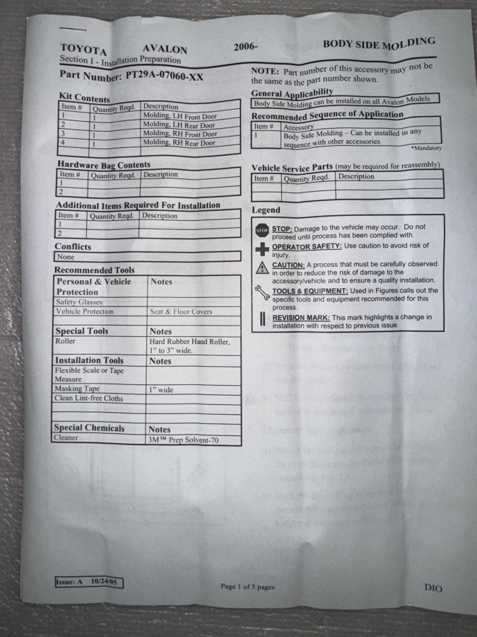 Накладки на двери правые TOYOTA CAMRY V40 PT29A07060RK